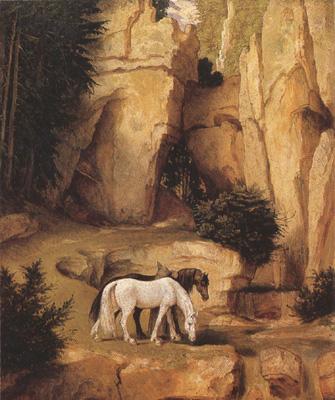 Moritz von Schwind A Hermit Leading Horses to the Trough (mk22) Sweden oil painting art
